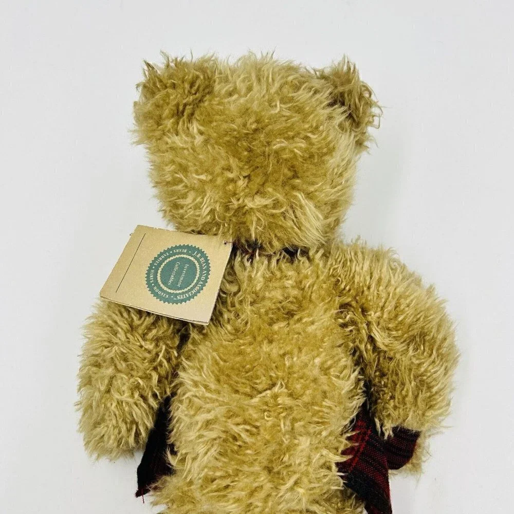Boyds Bears 1985-97 Teddy Bear Jointed 18” Brown Tan Plush Red Scarf Vintage
